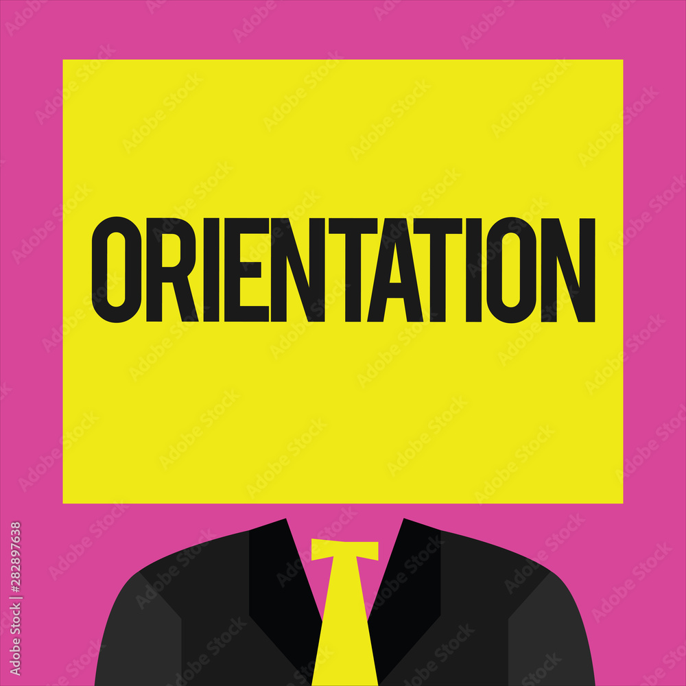 Poster conceptual hand writing showing orientation. business photo showcasing particular things that a demo