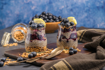 Chia pudding with blueberries