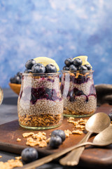 Chia pudding with blueberries