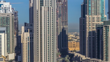 Fototapeta na wymiar Beautiful skyline of Dubai downtown and Business bay with modern architecture.