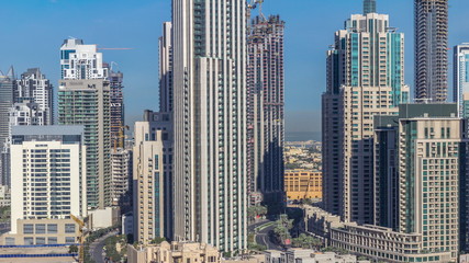 Fototapeta premium Beautiful skyline of Dubai downtown and Business bay with modern architecture.