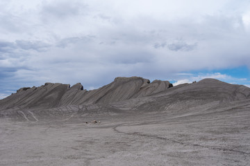 Unusual landscape of barren grey hills near Hanksville, Utah