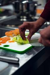 fresh sushi preparation, smoked salmon