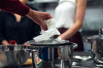 fresh sushi preparation, smoked salmon