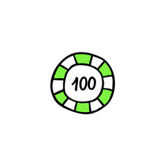 casino chip doodle icon, vector illustration