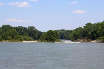 A beautiful view of the river in the country on a sunny day.