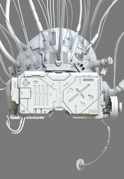 sci fi helmet futuristic black white monochrome