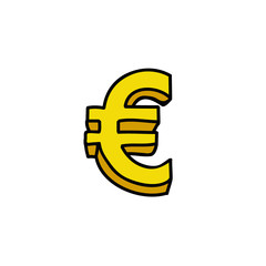 euro sign doodle icon