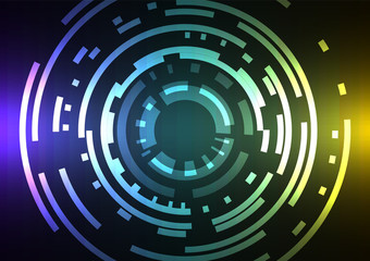 multicolor abstract circle background, digital overlap layer line, simple technology design template, vector illustration