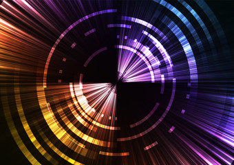 rainbow abstract circle background, digital overlap layer line, simple technology design template, vector illustration