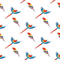 Tropical seamless pattern wih ara parrot. Vector wallpaper.