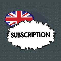 Text sign showing Subscription. Conceptual photo Arrangement to receive something regularly by paying in advance.