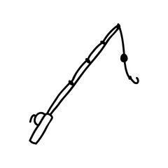 fishing rod doodle icon