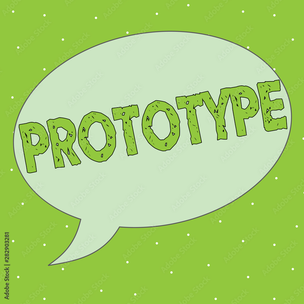 Poster handwriting text prototype. concept meaning preliminary project design version of device vehicle pro