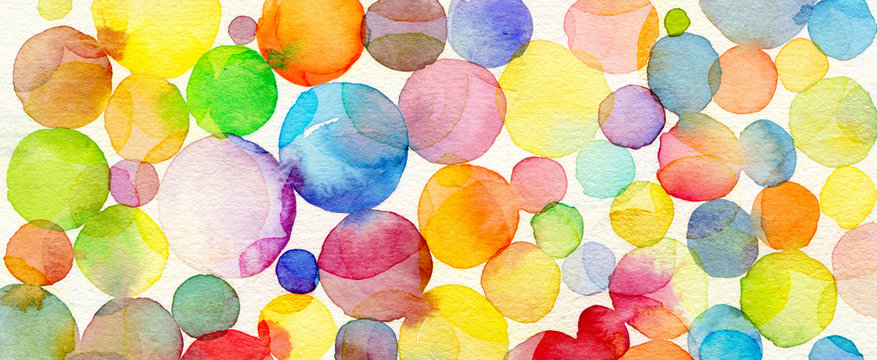 Abstract Bubble Watercolor Brush Strokes Painted Background. Texture Paper.