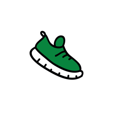 running shoes doodle icon, vector illustration