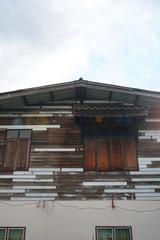 Fototapeta premium Old wooden house wall structure