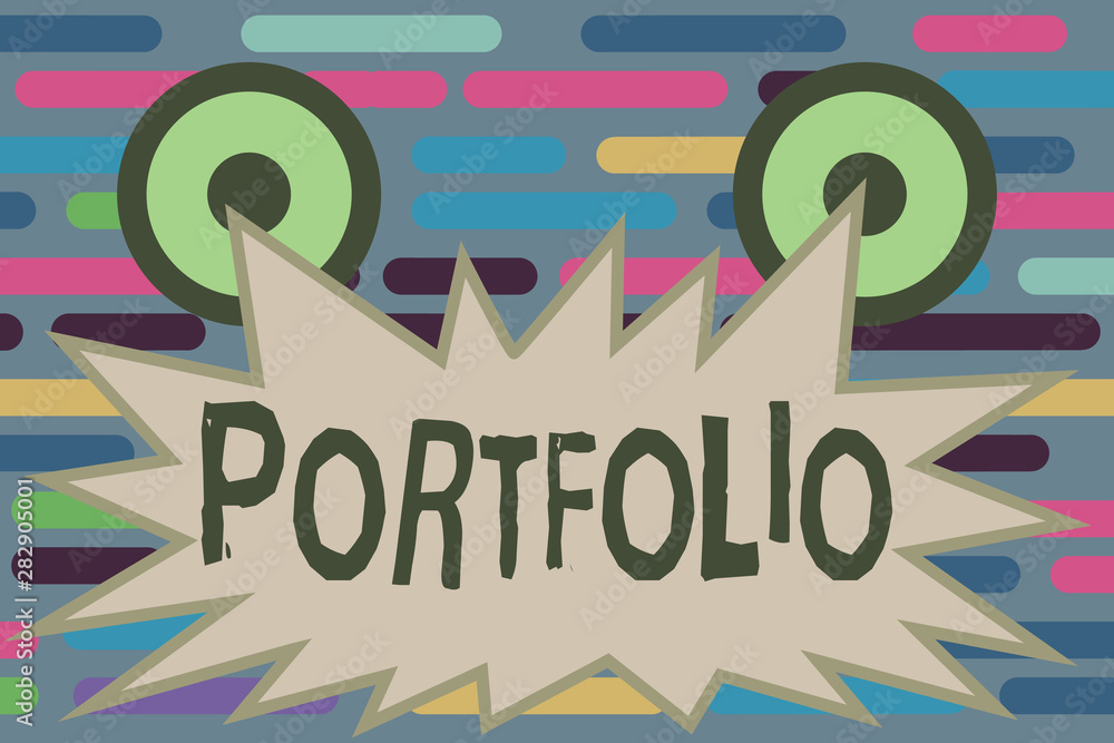 Poster text sign showing portfolio. conceptual photo examples of work used to apply for a job combination o