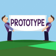 Fototapeta premium Conceptual hand writing showing Prototype. Business photo text Preliminary project design version of device vehicle product.