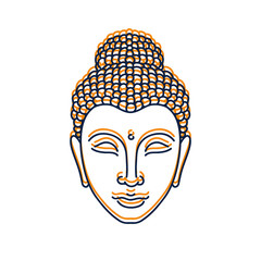 Buddha doodle icon, color illustration