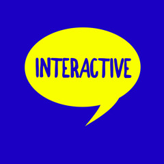 Text sign showing Interactive. Conceptual photo Involving communication connection between showing or things.