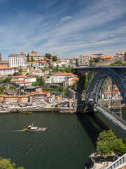 Portugal, may 2019: Scenic view of the Porto Old Town pier architecture over Duoro river in Porto