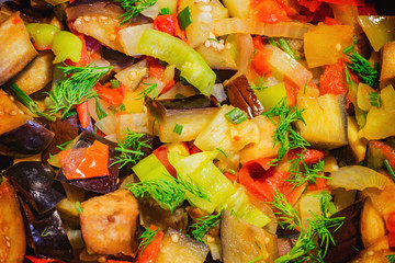 Background of hot vegetable stew.