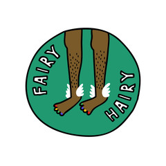 fairy and hairy doodle sticker, vector illustration