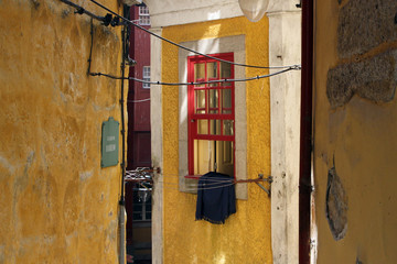 Colourful painted houses in the backstreets of Porto, Portugal
