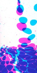 Spectacular background with blue and magenta drops of liquid on a white background