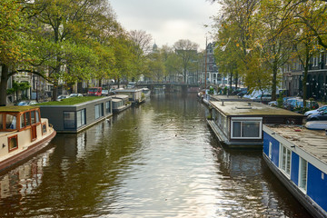Fototapeta na wymiar Amsterdam city in the autumn morning.