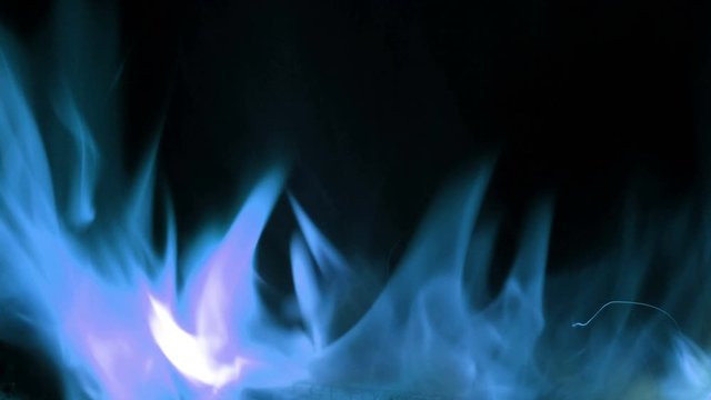Blue Fire Flames in Super Slow Motion, Shooted with High Speed Cinema Camera