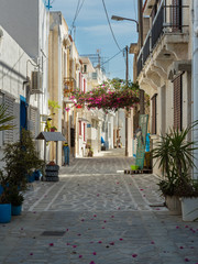 View to central market street in Kardamena.