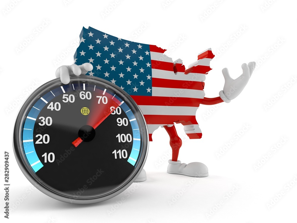 Sticker usa character with speed meter