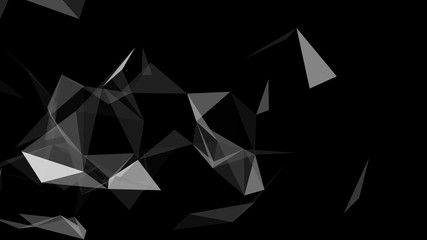 Network of bright connected triangles. Gradient wave on black background. Abstract digital background. Futuristic vector illustration.
