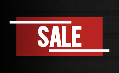 Sale Banner Red Black Wood Background