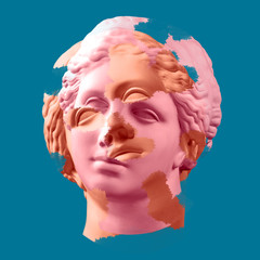Modern conceptual art poster with ancient statue of bust of Venus. Collage of contemporary art. © Ded Pixto