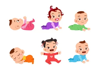 Fototapeten happy cute baby set bundle vector © Colorfuel Studio