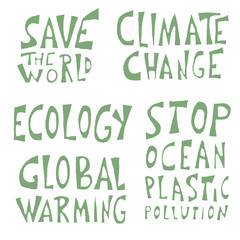Ecology set of quotes. Vector color illustration.