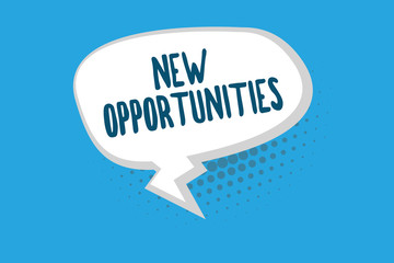 Word writing text New Opportunities. Business concept for A situation that makes it possible to do something.