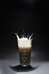 Milk in Splash with black background
