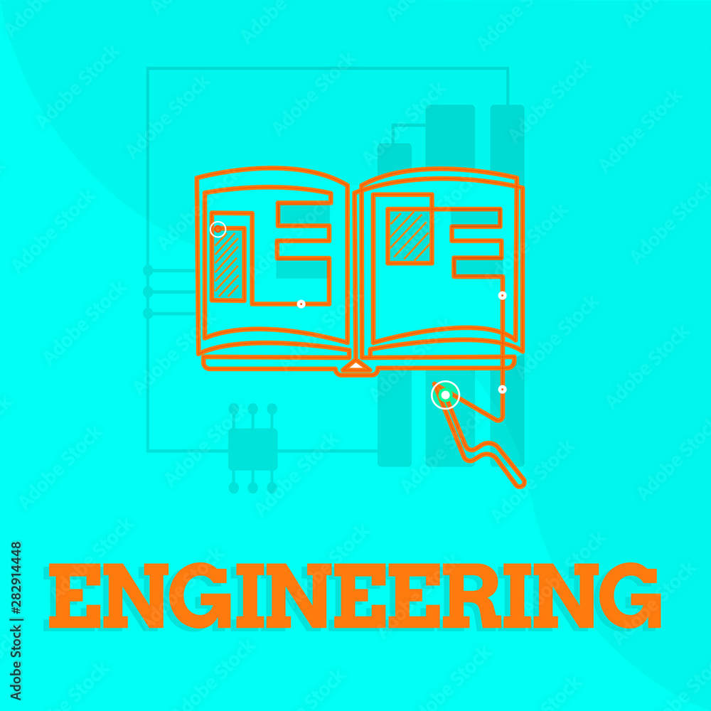 Poster text sign showing engineering. conceptual photo science concerned with design building use of engine