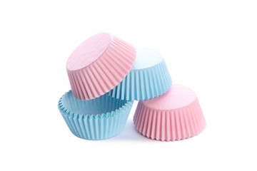 Cupcake cases isolated on white background