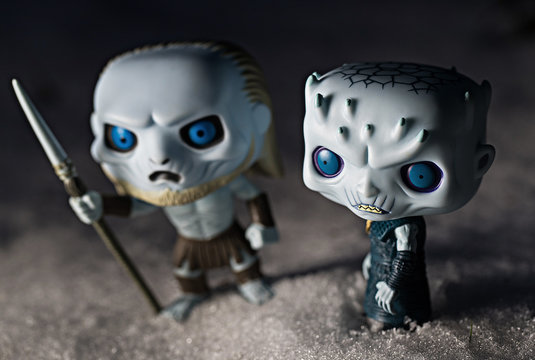 General view of Funko POPs featuring Game of Thrones characters the Night King and White Walker in Everett, Washington on February 20, 2019