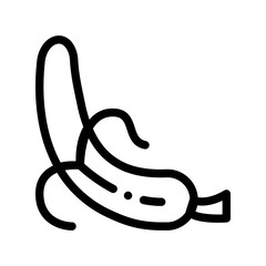 Healthy Food Fruit Banana Vector Thin Line Icon. Bio Eco Sweet Ripe Peeled Banana Linear Pictogram. Organic Healthcare Vitamin Delicious Diet Nutrition Monochrome Contour Illustration