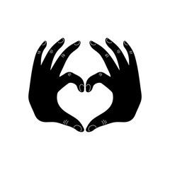 Obraz premium Hand gesture. Hand silhouette isolated on white background. Vector illustration.