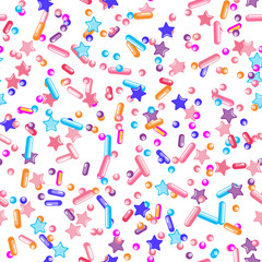 Sprinkle Cupcake Donut Topping. Seamless Pattern 