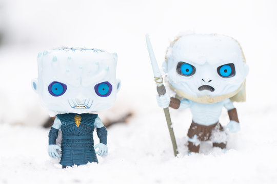 General view of Funko POPs featuring Game of Thrones characters the Night King and White Walker in Everett, Washington on February 10, 2019