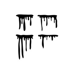 Dripping Paint Set. Dripping liquid. Paint flows. Current paint, stains. Current drops. Vector illustration. Color easy to edit.