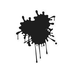 abstract black ink splash background, vector grunge paint brush
